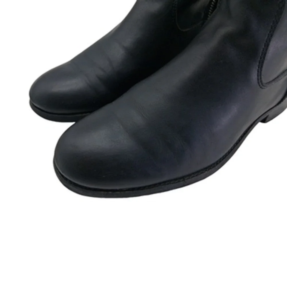 Frye Boots Womens Size 8 B Black Leather Riding Knee High Zip Extended Calf 4001